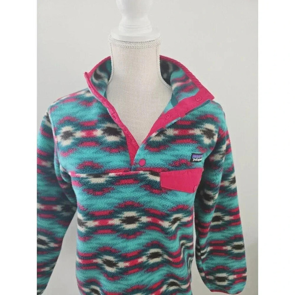 Patagonia Synchilla Wild Desert Aztec Western Pullover Fleece Jacket Sweater XS - Picture 5 of 14